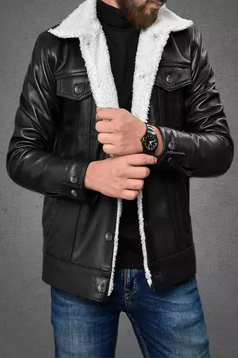 men's black lambskin leather jacket classic zip up style modern featured