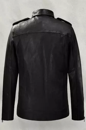 men's black premium lambskin leather jacket adjustable belted waist modern