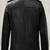 Men's black genuine lambskin  leather jacket-cross zipper & waist belt style