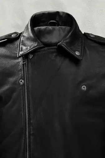 men's black premium lambskin leather jacket adjustable belted waist modern