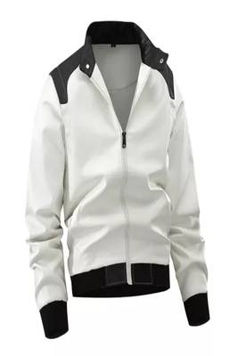 men's white lambskin cafe racer jacket band collar racer style exclusive 3