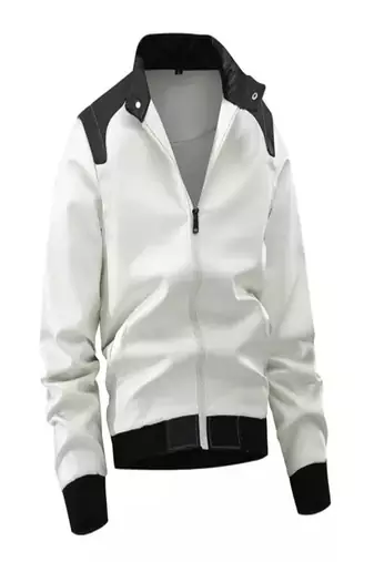 men's white lambskin cafe racer jacket band collar racer style exclusive
