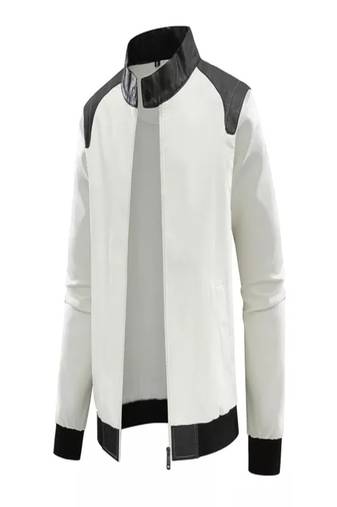 men's white lambskin cafe racer jacket band collar racer style exclusive