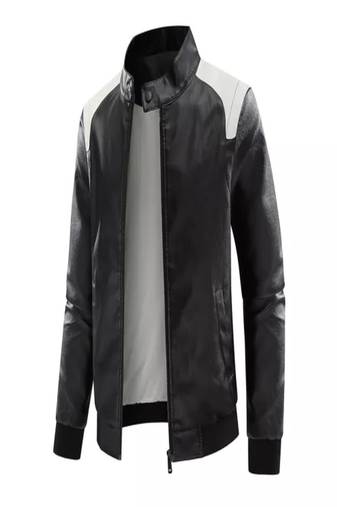 men's white lambskin cafe racer jacket band collar racer style modern