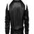 Men's white & black shouldertgenuine leather jacket-caf   racer & ribb cuff style