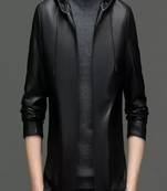 Black genuine soft lambskin leather jacket moto biker jacket hoodie fashion style