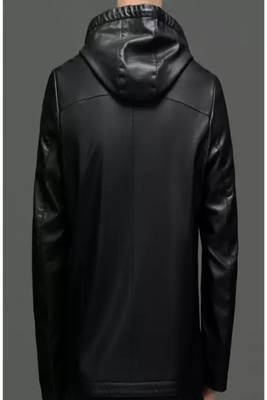 men's black lambskin leather biker jacket hooded biker silhouette premium 4