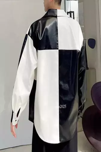 men's black and white lambskin leather jacket classic zip up premium