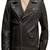 Men's dark brown lambskin leather jacket-cross zipper & side belt style fastion