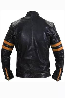 men's black premium lambskin leather jacket quilted shoulder detailing modern 2