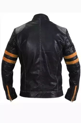 men's black premium lambskin leather jacket quilted shoulder detailing modern