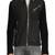 Black genuine lambskin leather jacket-2 snap button  & zipper detail fashion style