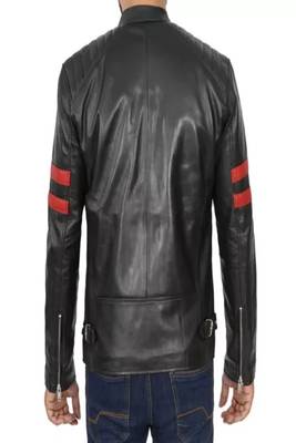 men's black lambskin cafe racer jacket band collar racer style deluxe 2