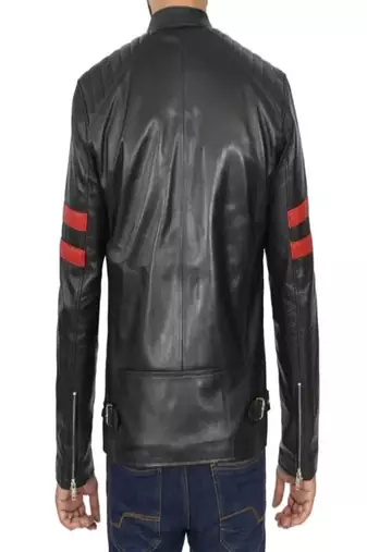 men's black lambskin cafe racer jacket band collar racer style deluxe