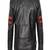 Men's black lambskin leather biker jacket  slim fit moto style- 2 red strip & caf   racerlook