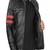 Men's black lambskin leather biker jacket  slim fit moto style- 2 red strip & caf   racerlook