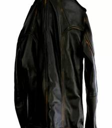Men's brown lambskin leather biker jacket-rubb-off zipper quilted shoulder style