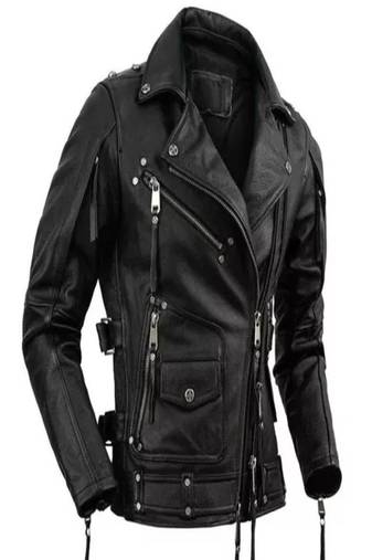 men's black lambskin leather biker jacket classic moto zip style authentic superior