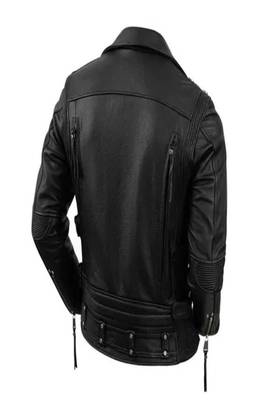 men's black lambskin leather biker jacket classic moto zip style authentic superior 2