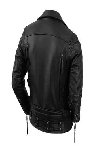 men's black lambskin leather biker jacket classic moto zip style authentic superior
