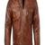 Men's brown lambskin leather biker jacket- 2 pocket &  zipper details