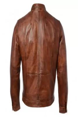 men's brown lambskin leather biker jacket classic moto zip style premium special 3