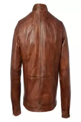 men's brown lambskin leather biker jacket classic moto zip style premium special