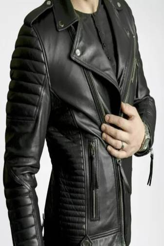 men's black lambskin leather biker jacket premium quilted design pro