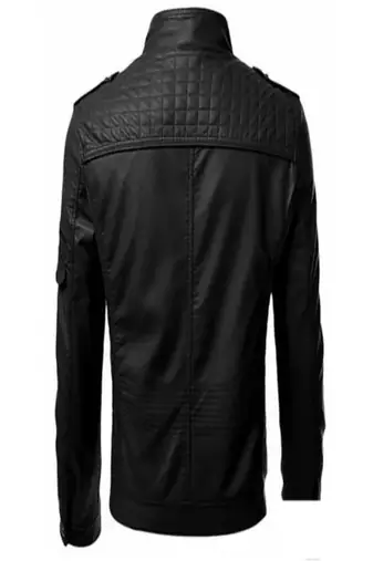 men's black lambskin leather biker jacket premium quilted design pro