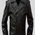 Men's black lambskin leather biker coat jacket- butten details