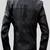 Men's black lambskin leather biker coat jacket- butten details