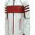 Mens off white horizontal red panel genuine lambskin leather jacket snap-tab collar style