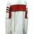 Mens off white horizontal red panel genuine lambskin leather jacket snap-tab collar style