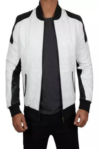 men's white lambskin cafe racer jacket band collar racer style stylish