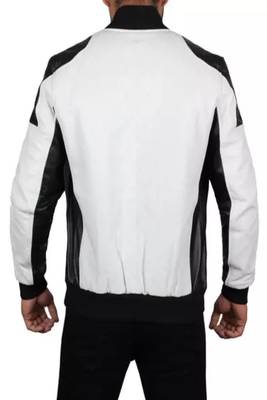 men's white lambskin cafe racer jacket band collar racer style stylish 2