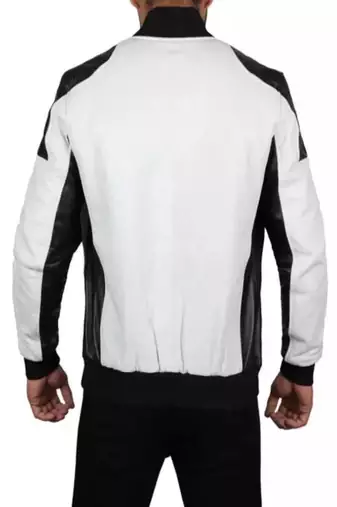 men's white lambskin cafe racer jacket band collar racer style stylish
