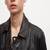 men's black lambskin leather biker jacket snap button front closure