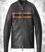 Men's black lambskin leather biker jacket- 2 pocket zipper  & harley davidson fashtion