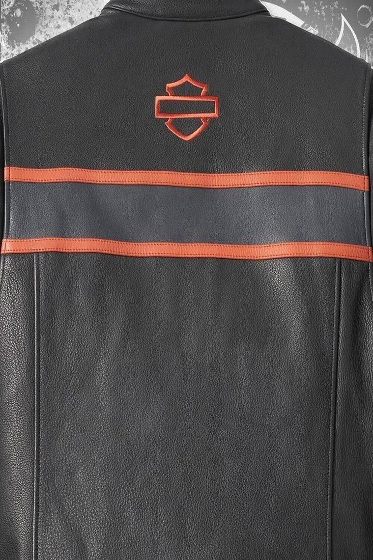 Men's black lambskin leather biker jacket- 2 pocket zipper  & harley davidson fashtion