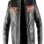 Men's black lambskin leather biker jacket-chest orange strip & harley devidson fashtion