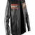 Men's black lambskin leather biker jacket-chest orange strip & harley devidson fashtion