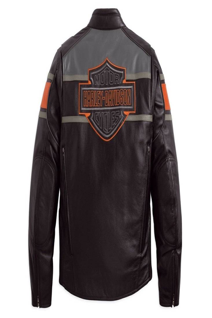 Men's black lambskin leather biker jacket-asymmetrical zip closure & harley devidsonfashtion