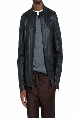 men's black lambskin leather jacket classic zip up style stylish modern 1
