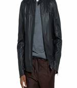 men's black lambskin leather jacket classic zip up style stylish modern