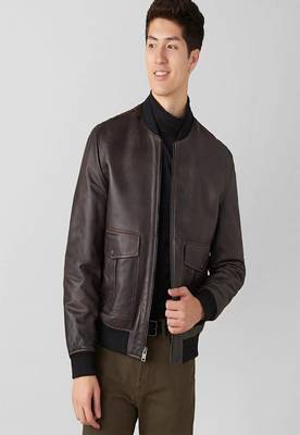 men's dark brown lambskin leather jacket classic zip up style superior 1