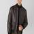 Men's genuine pure lambskin dark brown leather jacket band collar ribb cuff  classic style