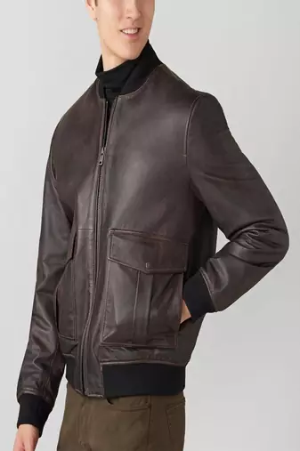 men's dark brown lambskin leather jacket classic zip up style superior