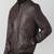 Men's genuine pure lambskin dark brown leather jacket band collar ribb cuff  classic style