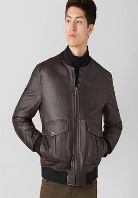 men's dark brown lambskin leather jacket classic zip up style superior 3