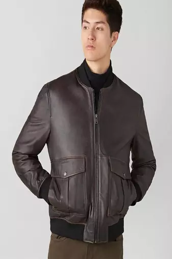 men's dark brown lambskin leather jacket classic zip up style superior